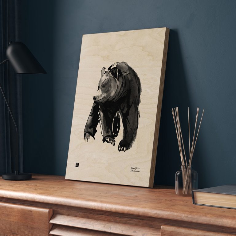 Mock-up frame in dark blue home interior with chest of drawers and decor, 3d render